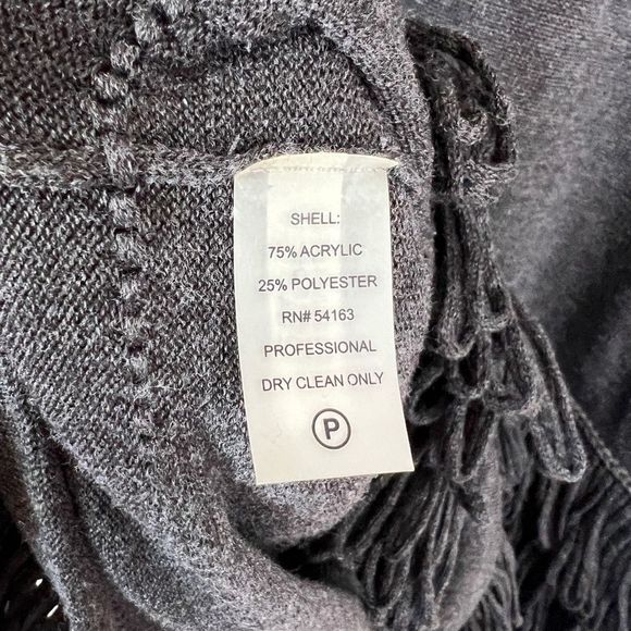 Calvin Klein Dark Grey Fringe 3/4 Sleeve Scoop-neck Bodycon Sweater Dress - Picture 11 of 11